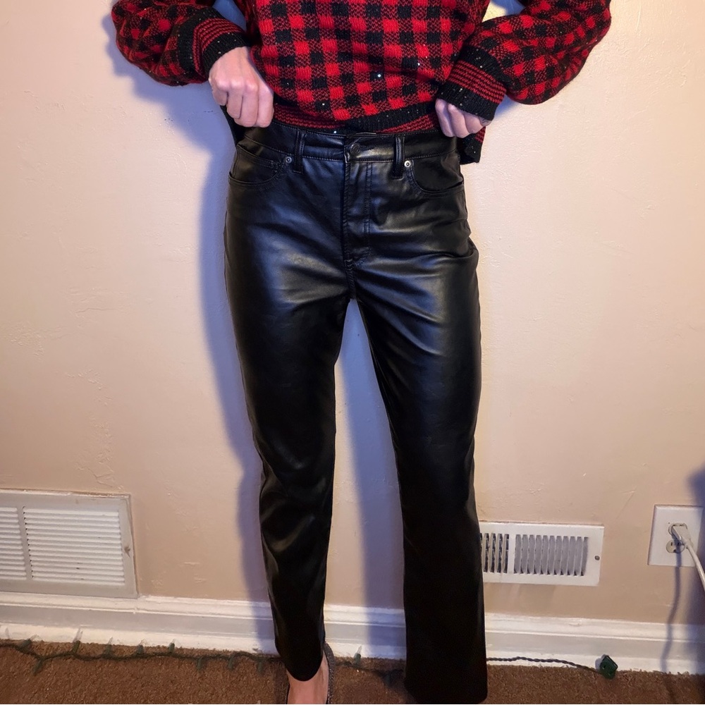 GAP Vintage Slim High Rise Black Faux Leather Pants